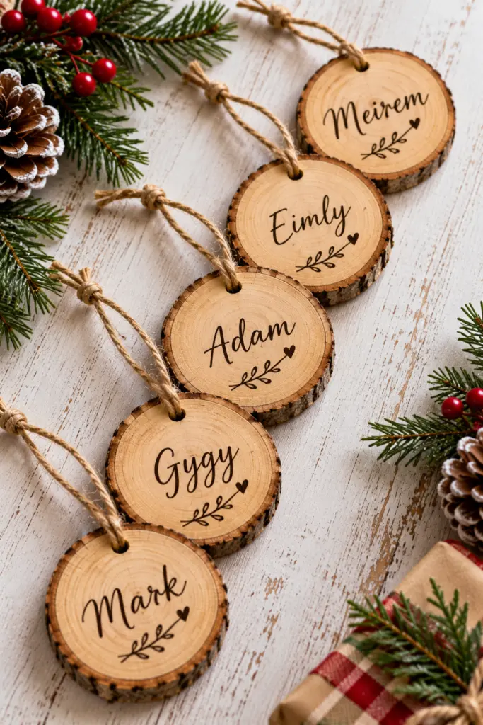 25+ Rustic Wood Christmas Crafts for a Cozy Farmhouse Christmas Decor 2 Personalized Rustic Wood Christmas Crafts