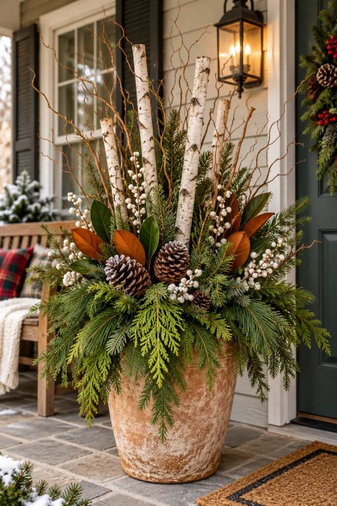 Rustic Winter Porch Planter