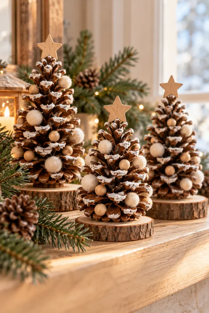 17 Easy DIY Christmas Crafts Using Natural Materials 9 Mini Pinecone Christmas Trees