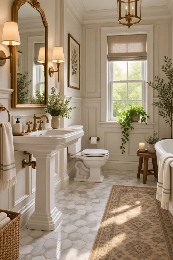 21 Best Wainscoting Bathroom Ideas & Inspo 11 Traditional Picture-Frame Molding