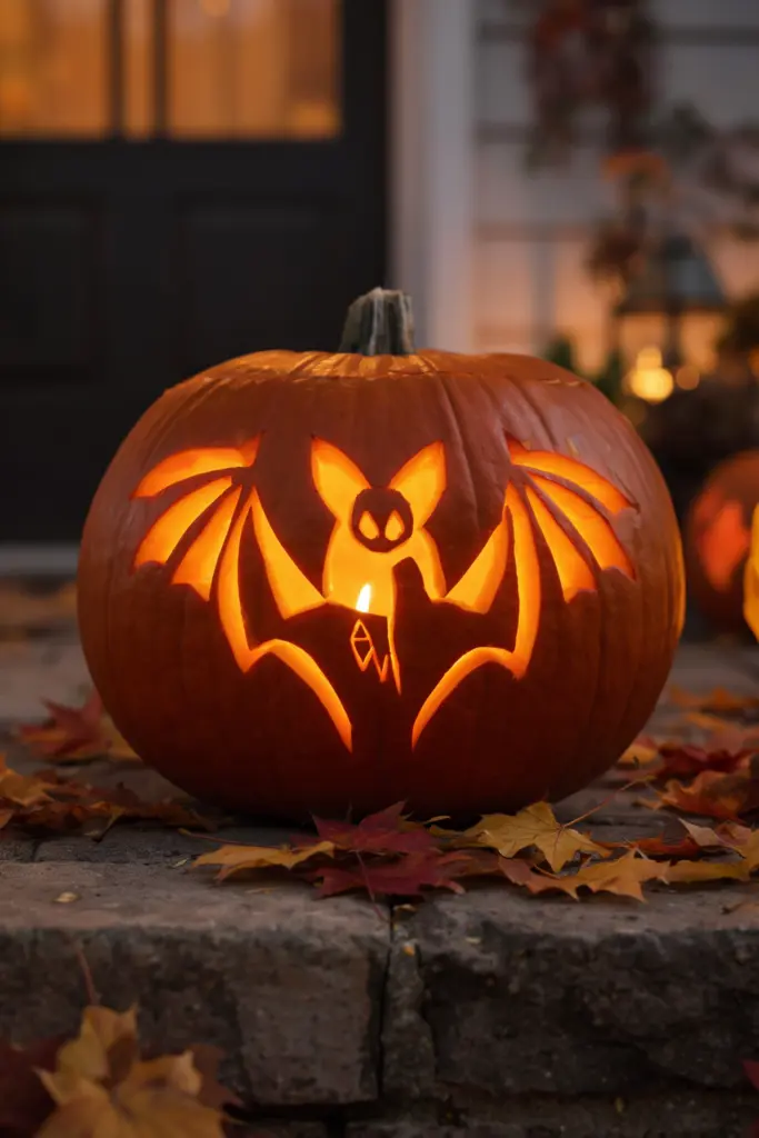 40+ Easy Pumpkin Carving Ideas for Fall & Holidays 22 Vampire Bat Pumpkin