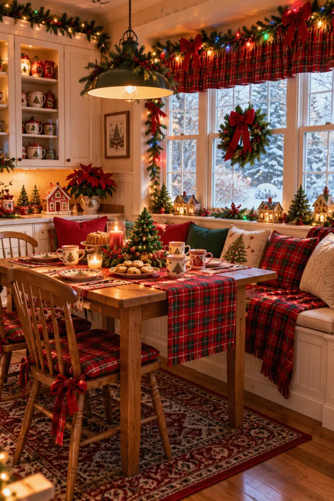 90s Christmas Aesthetic - 30 Cozy Magical Holiday Decorating Ideas 13 charming kitchen breakfast nook