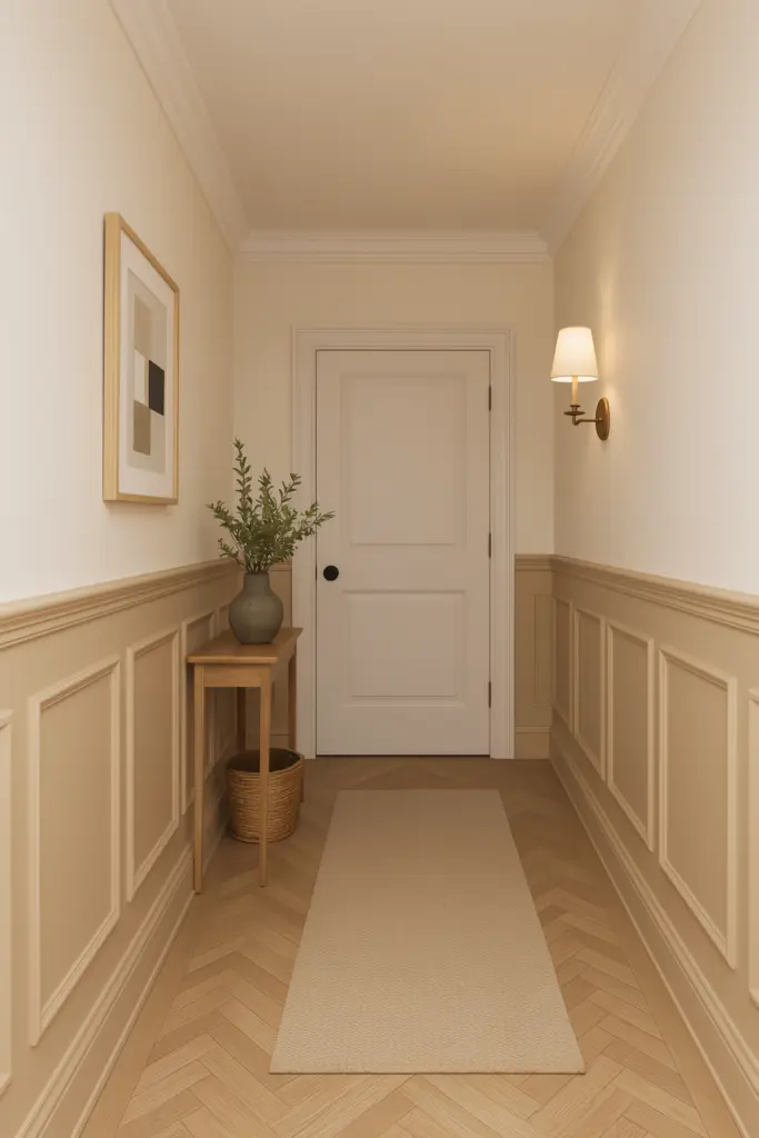 25+ Modern Wainscoting Entryway Ideas & Inspo 5 Warm Beige Wainscoting Entryway